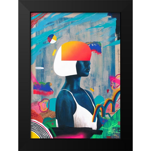 Blue Girl Black Modern Wood Framed Art Print by Famous When Dead