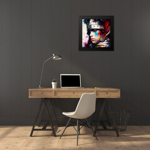 Watercolor Powerful Medieval Warrior Woman #1 Black Modern Wood Framed Art Print by Chromatic Fusion Studio