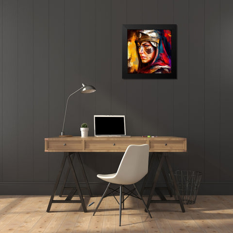 Watercolor Powerful Medieval Warrior Woman #4 Black Modern Wood Framed Art Print by Chromatic Fusion Studio
