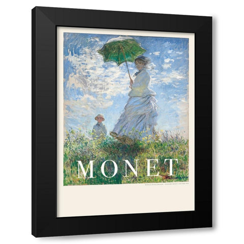 Woman With Parasol Black Modern Wood Framed Art Print with Double Matting by Pictufy