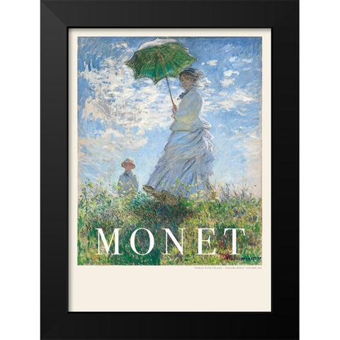 Woman With Parasol Black Modern Wood Framed Art Print by Pictufy