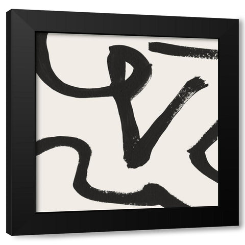Curvy Lines Black Modern Wood Framed Art Print with Double Matting by Hobday, Dan