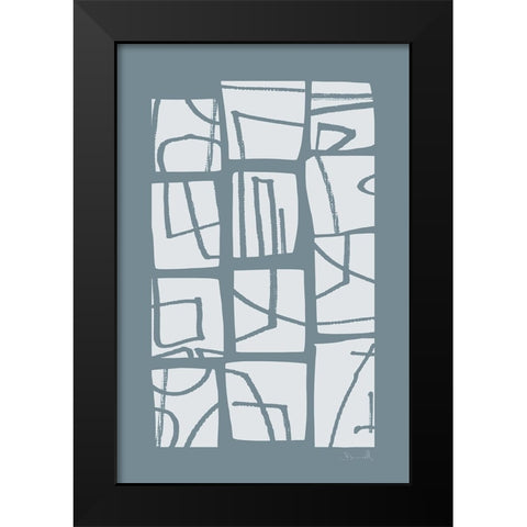 Shapes and Lines Black Modern Wood Framed Art Print by Hobday, Dan
