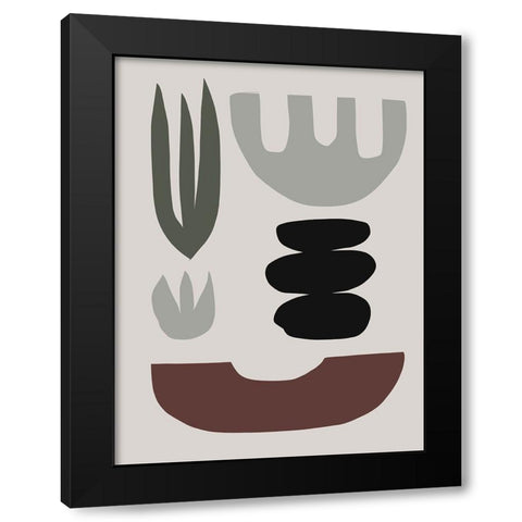 Shapes Black Modern Wood Framed Art Print with Double Matting by Hobday, Dan