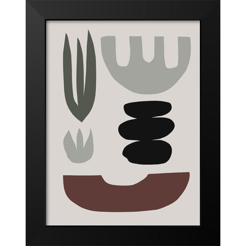 Shapes Black Modern Wood Framed Art Print by Hobday, Dan