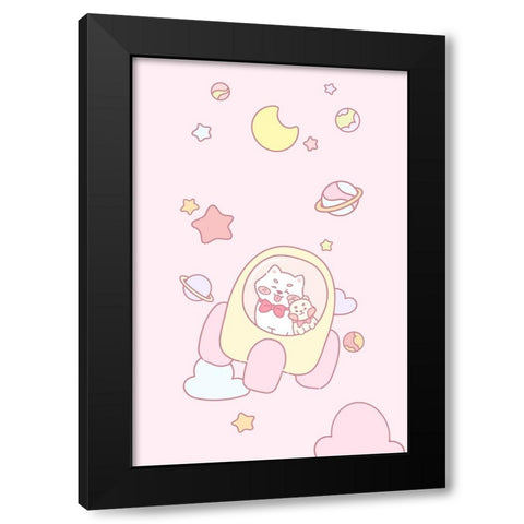 Dog and Hamster in space Black Modern Wood Framed Art Print by Thai, Xuan