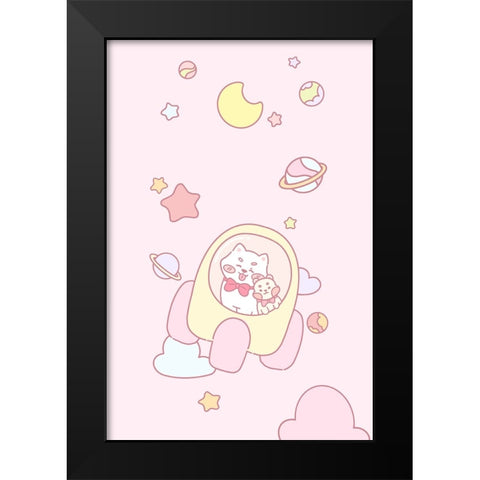 Dog and Hamster in space Black Modern Wood Framed Art Print by Thai, Xuan