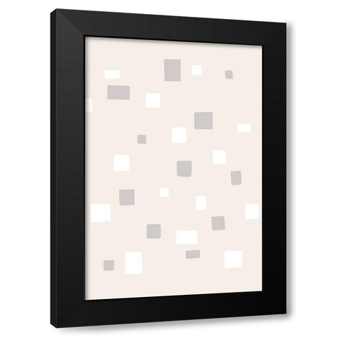 Abstract Squares Black Modern Wood Framed Art Print with Double Matting by uplusmestudio