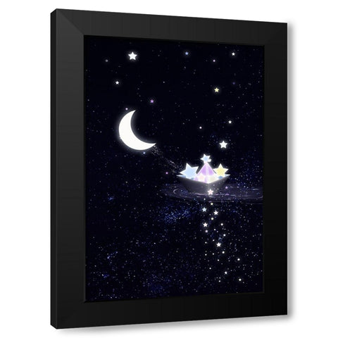 6000x9000 Starry boat Black Modern Wood Framed Art Print by Thai, Xuan