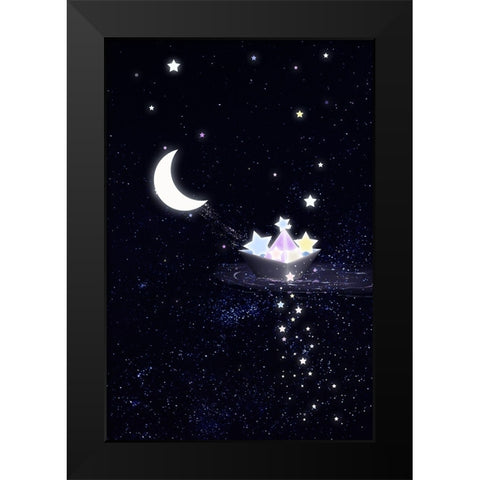 6000x9000 Starry boat Black Modern Wood Framed Art Print by Thai, Xuan