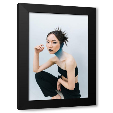 Asami Black Modern Wood Framed Art Print with Double Matting by h112o1