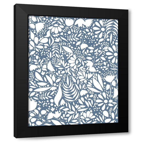 Scandi blue white pattern 1 Black Modern Wood Framed Art Print with Double Matting by Manovski, Sarah