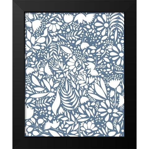 Scandi blue white pattern 1 Black Modern Wood Framed Art Print by Manovski, Sarah