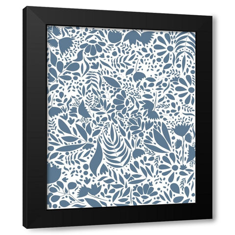 Scandi blue white pattern 2 Black Modern Wood Framed Art Print by Manovski, Sarah