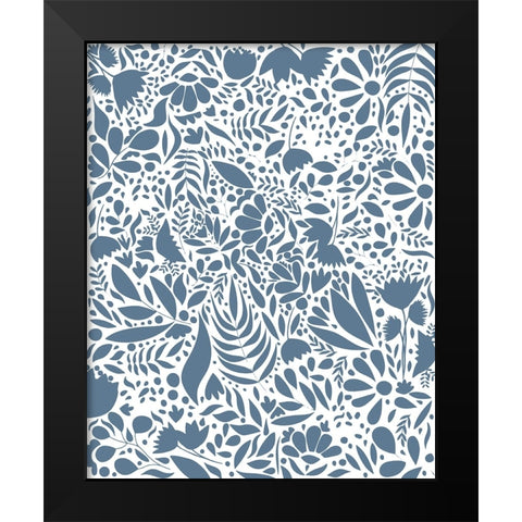Scandi blue white pattern 2 Black Modern Wood Framed Art Print by Manovski, Sarah