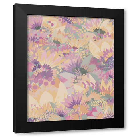 Scandi japandi flowers 1 Black Modern Wood Framed Art Print by Manovski, Sarah