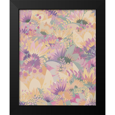 Scandi japandi flowers 1 Black Modern Wood Framed Art Print by Manovski, Sarah