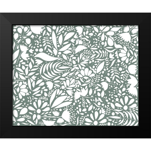 Scandi green white pattern Black Modern Wood Framed Art Print by Manovski, Sarah