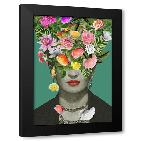 Floral Frida Black Modern Wood Framed Art Print with Double Matting by Floral Studio, Frida