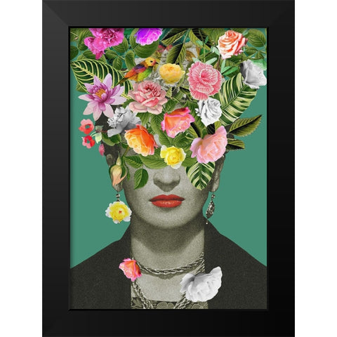 Floral Frida Black Modern Wood Framed Art Print by Floral Studio, Frida