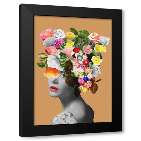 Floral portrait Black Modern Wood Framed Art Print with Double Matting by Floral Studio, Frida