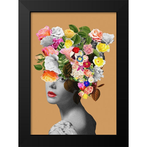 Floral portrait Black Modern Wood Framed Art Print by Floral Studio, Frida