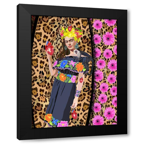 love Frida Black Modern Wood Framed Art Print by Rakos, Lynnda