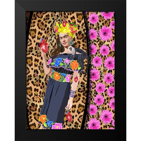 love Frida Black Modern Wood Framed Art Print by Rakos, Lynnda