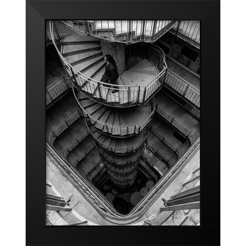 Vertigo Black Modern Wood Framed Art Print by Yilmazmaden, Alphan