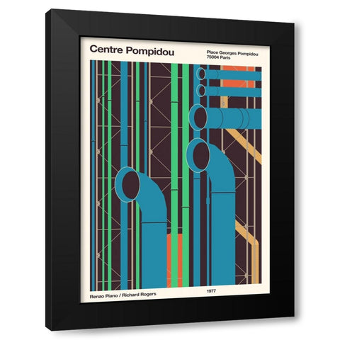 Pompidou Black Modern Wood Framed Art Print with Double Matting by Bodart, Florent