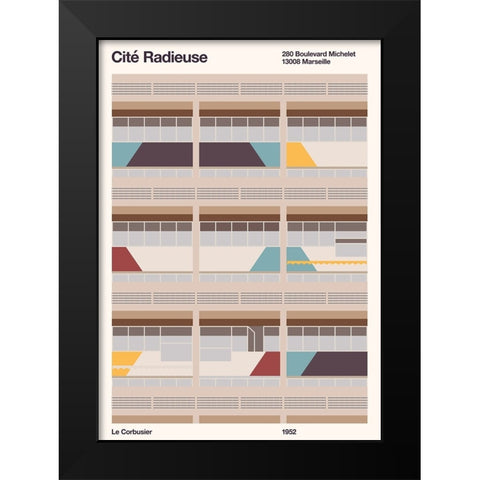 Cite Radieuse Black Modern Wood Framed Art Print by Bodart, Florent