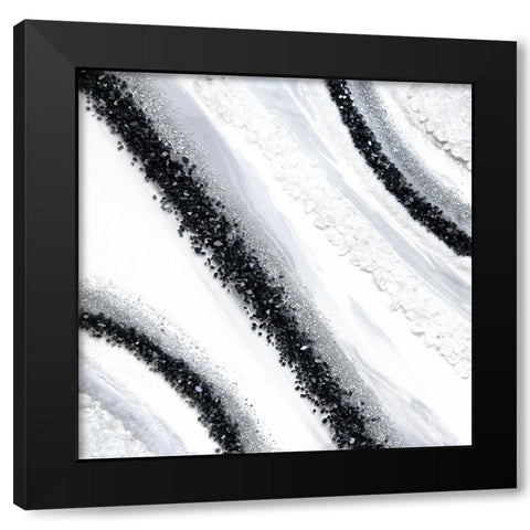 Black and White Geode Black Modern Wood Framed Art Print by Storms, Alyson