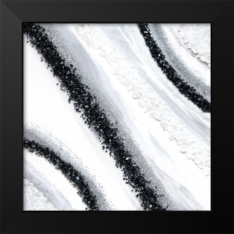 Black and White Geode Black Modern Wood Framed Art Print by Storms, Alyson