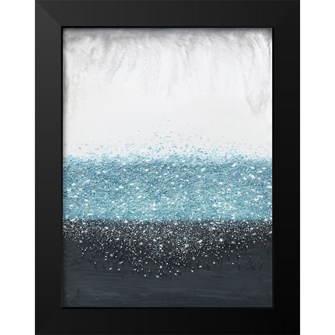 Crystal Rain Blue Black Modern Wood Framed Art Print by Storms, Alyson