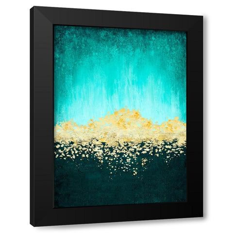 Golden Dawn Teal Black Modern Wood Framed Art Print by Storms, Alyson