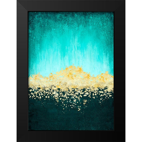 Golden Dawn Teal Black Modern Wood Framed Art Print by Storms, Alyson