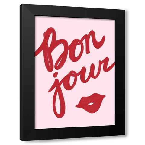 Bonjour Lip Black Modern Wood Framed Art Print with Double Matting by Fritsch, Athene