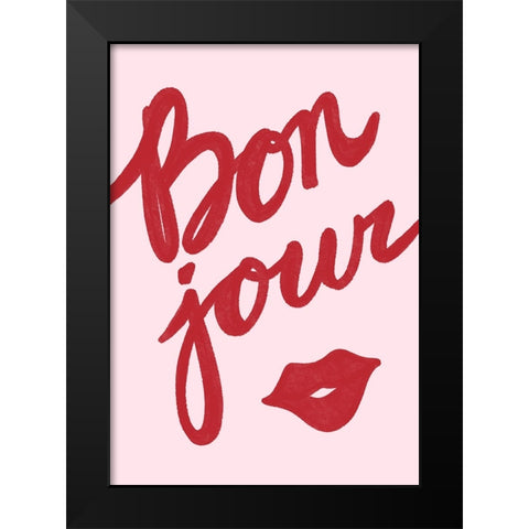 Bonjour Lip Black Modern Wood Framed Art Print by Fritsch, Athene