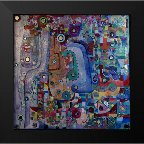 Indigo Mirror Black Modern Wood Framed Art Print by Loebelsohn, Alise