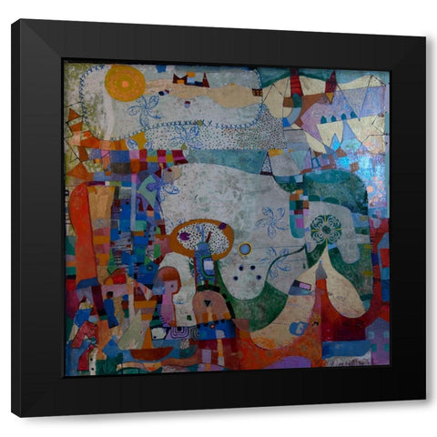 Distant Village Black Modern Wood Framed Art Print by Loebelsohn, Alise