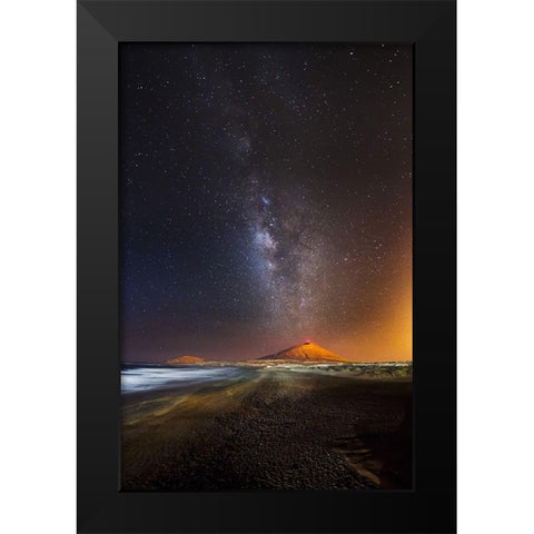 Star Eruption Black Modern Wood Framed Art Print by Macia, Ivan