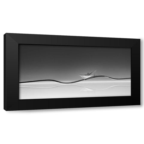 Wave Black Modern Wood Framed Art Print with Double Matting by Jonas, Nadav