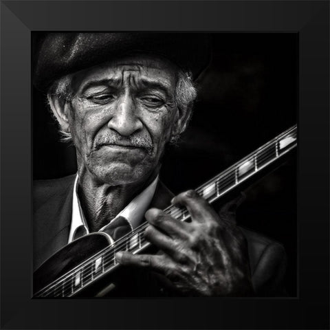 The Guitarist Black Modern Wood Framed Art Print by Flour, Piet