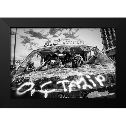 Taksim Victory Black Modern Wood Framed Art Print by Bilgin, Mehmet