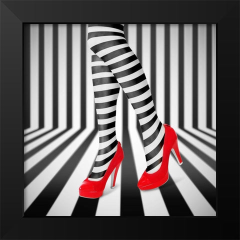 Red Shoes Black Modern Wood Framed Art Print by Nur, Ihdar