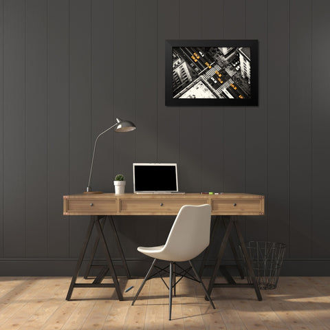 Yellow Flow Black Modern Wood Framed Art Print by Kloren, Stefan