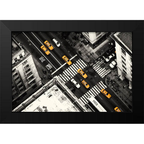 Yellow Flow Black Modern Wood Framed Art Print by Kloren, Stefan