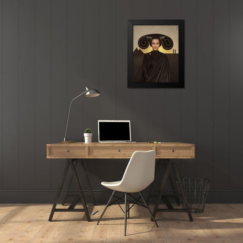 Mistress Of The Black Mountains. Black Modern Wood Framed Art Print by Smirnov, Sergei