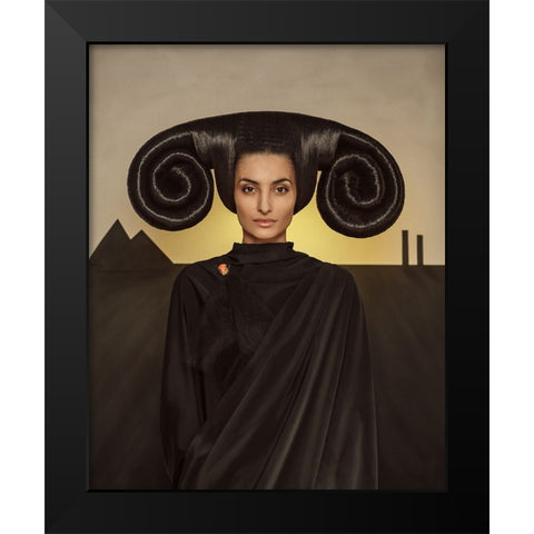 Mistress Of The Black Mountains. Black Modern Wood Framed Art Print by Smirnov, Sergei