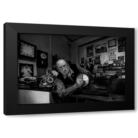 Exact Time.... Black Modern Wood Framed Art Print with Double Matting by Grambone, Antonio